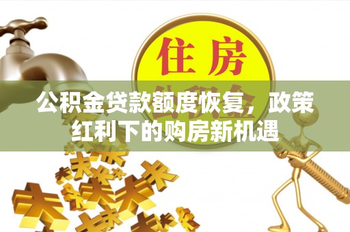 宏伟公积金贷款额度恢复，政策红利下的购房新机遇