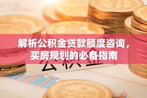 宏伟解析公积金贷款额度咨询，买房规划的必备指南