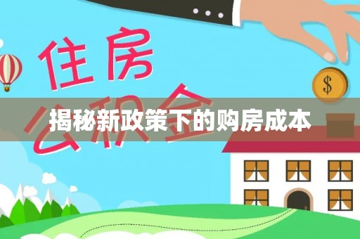 宏伟揭秘新政策下的购房成本
