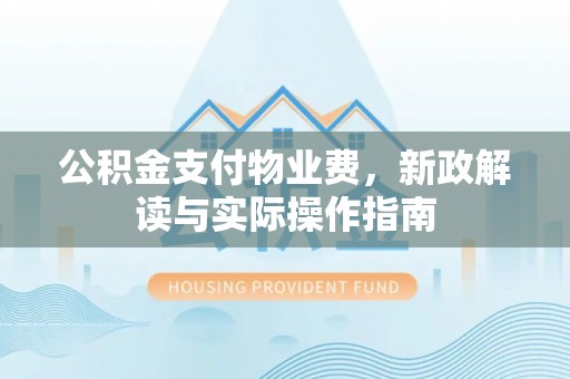 宏伟公积金支付物业费，新政解读与实际操作指南